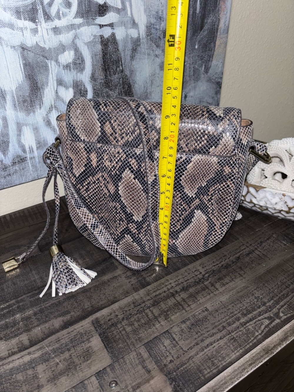 G.I.L.I. Leather Printed Saddle Bag Black Python Snake​​ - Picture 10 of 12